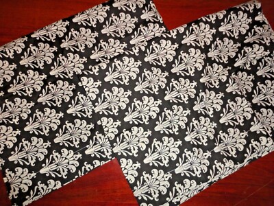 RESIDENCE HALL BLACK WHITE FLORAL MEDALLION (2) STANDARD PILLOWCASES 20 X 28