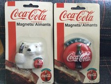 LOT OF 2 VINTAGE COCA COLA REFRIGERATOR  MAGNETS NEW  SEALED PKG OLD STOCK