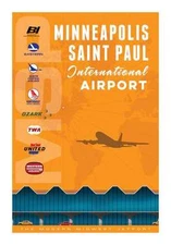 JA034 MSP MINNEAPOLIS ST PAUL INTERNATIONAL AIRPORT POSTER 14" X 20"  BIDLACK