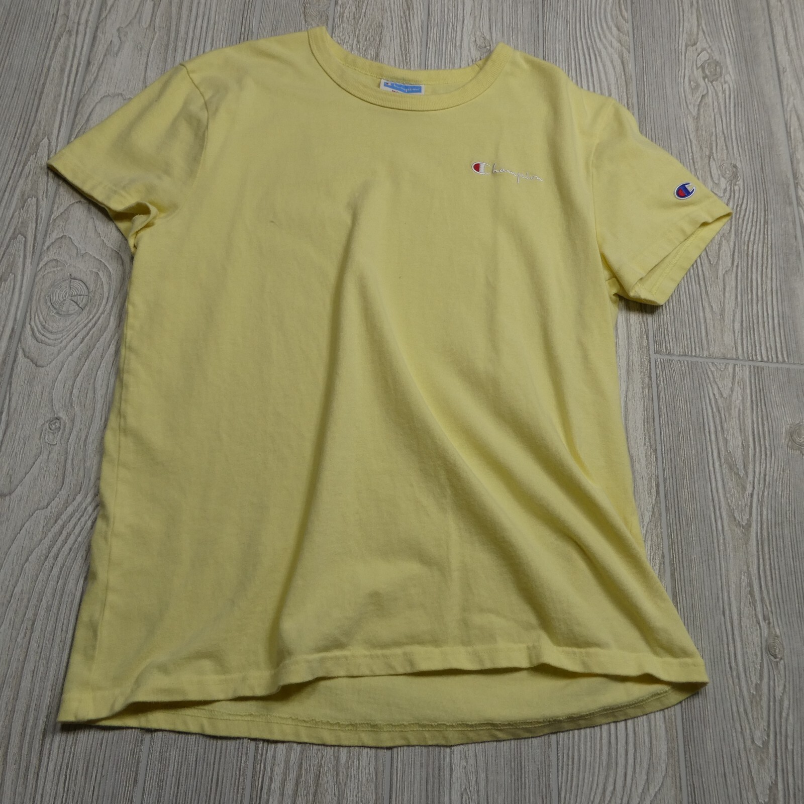 Vintage Champion Shirt Adult Medium Yellow Spellout Embroidered Logo