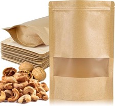 24 Stand Up Pouches Bags - 7" 10" Resealable Ziplock Kraft Paper Bags with