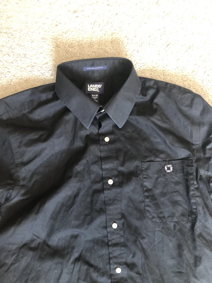 Camisa uniforme Chase Bank para hombre talla 16 1/2-35 negra manga larga camisa con botones Foto 3 de 4