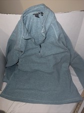 EDDIE BAUER Women s 1/4 Zip Fleece Pullover Size Large Lt Blue/Gray EUC