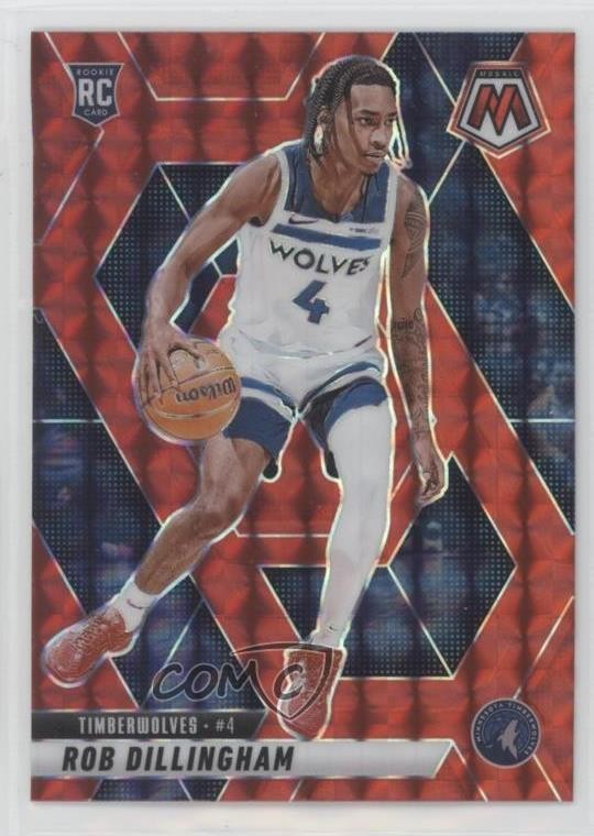 2024-25 Panini Mosaic Rookies Red Mosaic Prizm Rob Dillingham #218 6q5