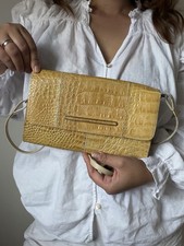 Vintage Y2K Clutch Croco Tasche Gold Senfgelb...