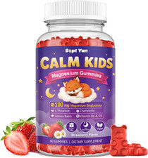 Kids Magnesium Gummies with Magnesium Bisglycinate  Malate, L-Theanine, Lemon..