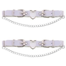 Women's Adjustable Leather Leg Garter Belt,Gothic Heart with Chains Leg Thigh...