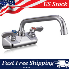 Commercial Wall Mount Bar Sink Faucet 4" Center with 10" Swivel Spout