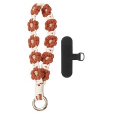 Boho Macrame Keychain Boho Wrist Keychain with T-shaped Pad, White Red