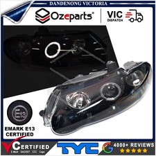 Pair LH+RH Headlights Black HALO ANGEL EYE For Holden Commodore VX VU Altezza