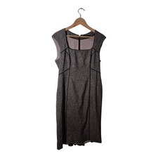 COAST Size 12 Ladies Tweed Dress Grey Midi Smart Work Formal