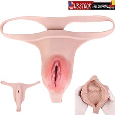 Fake Vagina Thongs Silicone Pants with Channel for Crossdresser Transgender Men