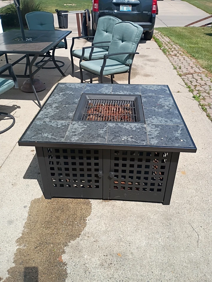 Ceramic Top Table With Six Chairs And Cushions And A Grill Beautiful Condition - Image 4 of 4