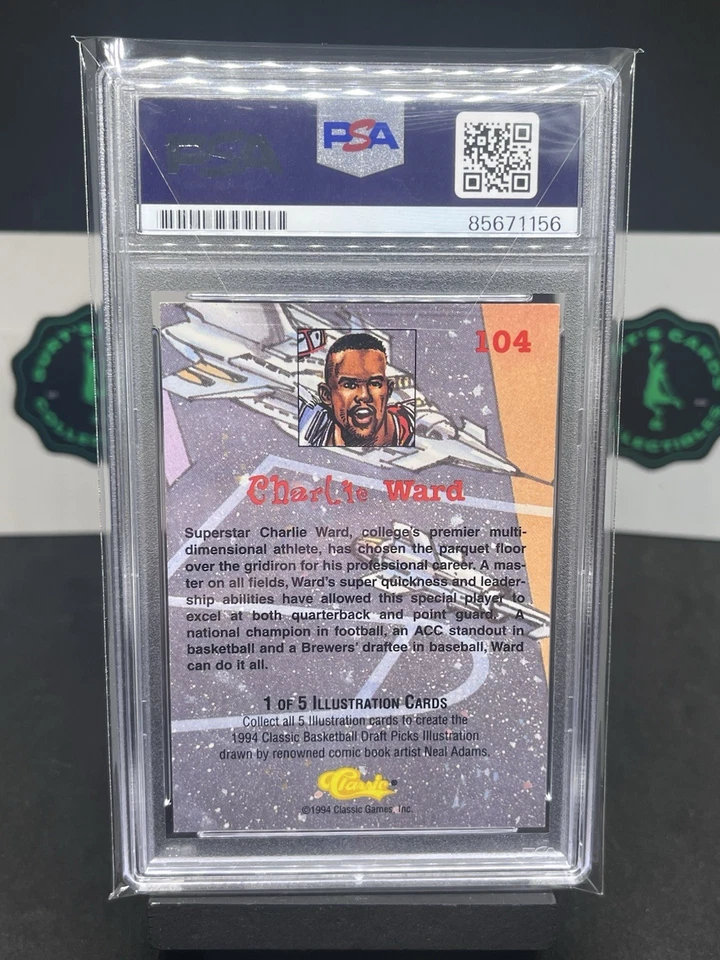 Autógrafo Charlie Ward 1994-95 clásico #104 ilustración FSU KNICKS PSA/DNA Foto 2 de 2