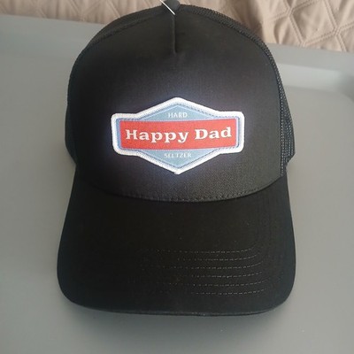 Happy Dad Hard Seltzer Classic Black Trucker Hat Cap Black Mesh Snapback