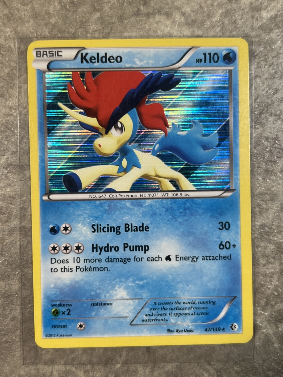 Keldeo 47/149 Pokemon TCG 2012 Boundaries Crossed Holo Rare Card (Light Play)