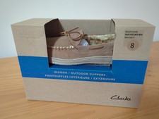 NIB Clarks Suede Faux Fur Lined Moccasin Indoor Outdoor Slipper Cognac Men's 8
