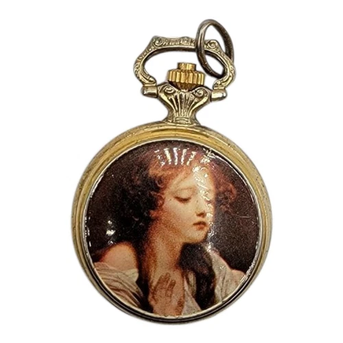 Antique Vintage Swiss Made ORIOSA Victorian Woman Picture Pocket Watch