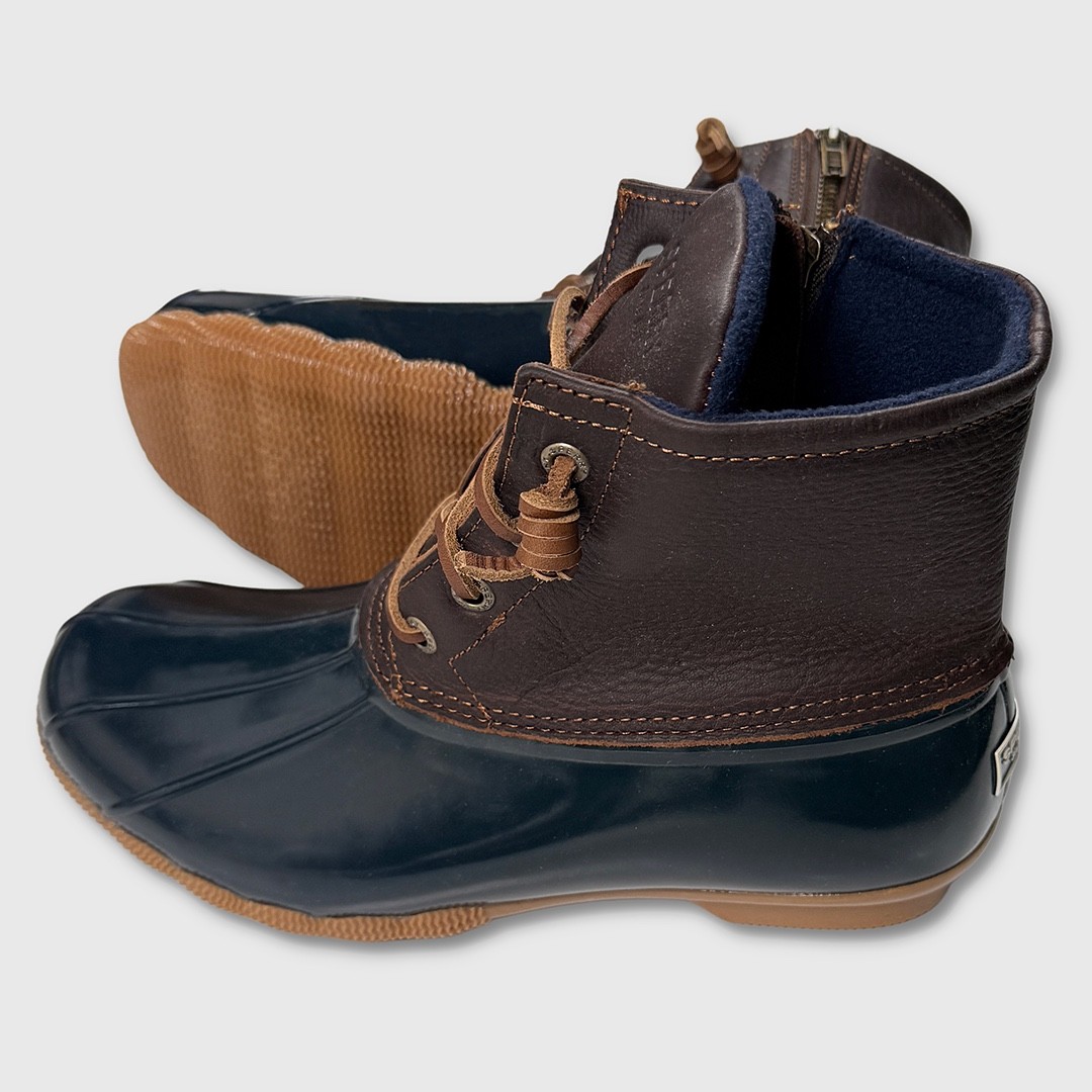 Sperry Saltwater Duck Boots - NEW Womens Size 7 Tan Navy - 48973-OF 11690₽