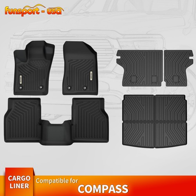 #ad For 2017 2025 Jeep Compass Floor Mats Backrest Mats Trunk Mat Cargo Liners $85.99