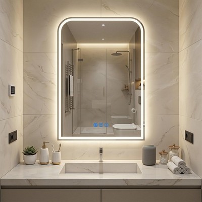 Dimmable LED Bathroom Mirror with Anti-Fog, 3 Colors, 36''x24'' White