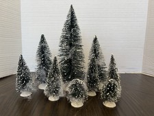 Lemax Trees With Snow Bottle Brush Christmas Village Evergreen Mixed Lot of 9