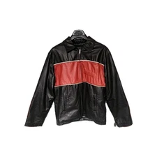 Fishing Sportsman Leather Lund Jacket Mens Size L Black Leather Fish Sport Coat