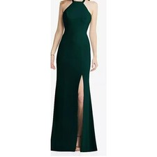 Alfred Sung Evergreen Luxe Charmeuse Straps Crepe Floor Dress Size 4R NWT