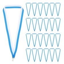 66Pcs Award Neck Ribbons with Snap Clips Medal Lanyards Sky Blue/White