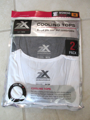 NEW ZEROXPOSER 2 Pack Cooling Performance T shirts Womens M White & Gray $50.00