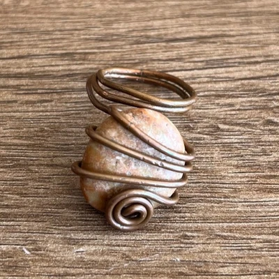 bijoux bague ancienne N420 cuivre - Photo 1/2