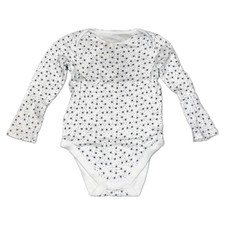 F&F Baby Long Sleeve Bodysuit White Star Print 18-24 Months Cotton UK Size 18-24