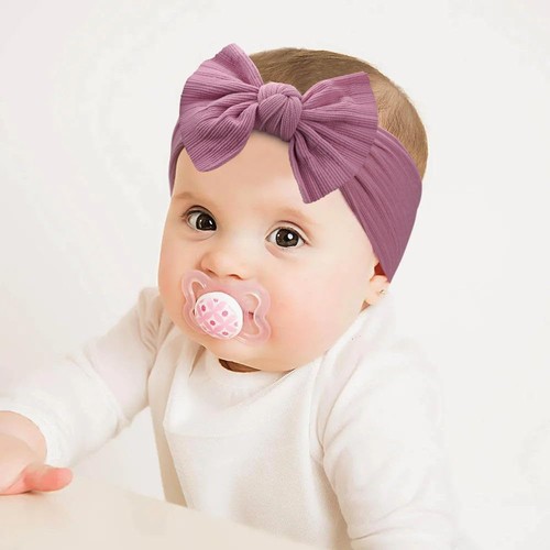 10 diademas súper elásticas de nudo suave para bebé niña con lazos para el cabello envoltura de nailon para la cabeza - Imagen 7 de 10