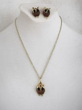 Mini Owl Charm Necklace and Earrings set, Cute Little Owl Jewelry Set for her,