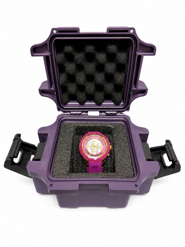 Invicta Angel 23575 Ladies Watch Purple Silicone Band Blue Dial w Dive Case