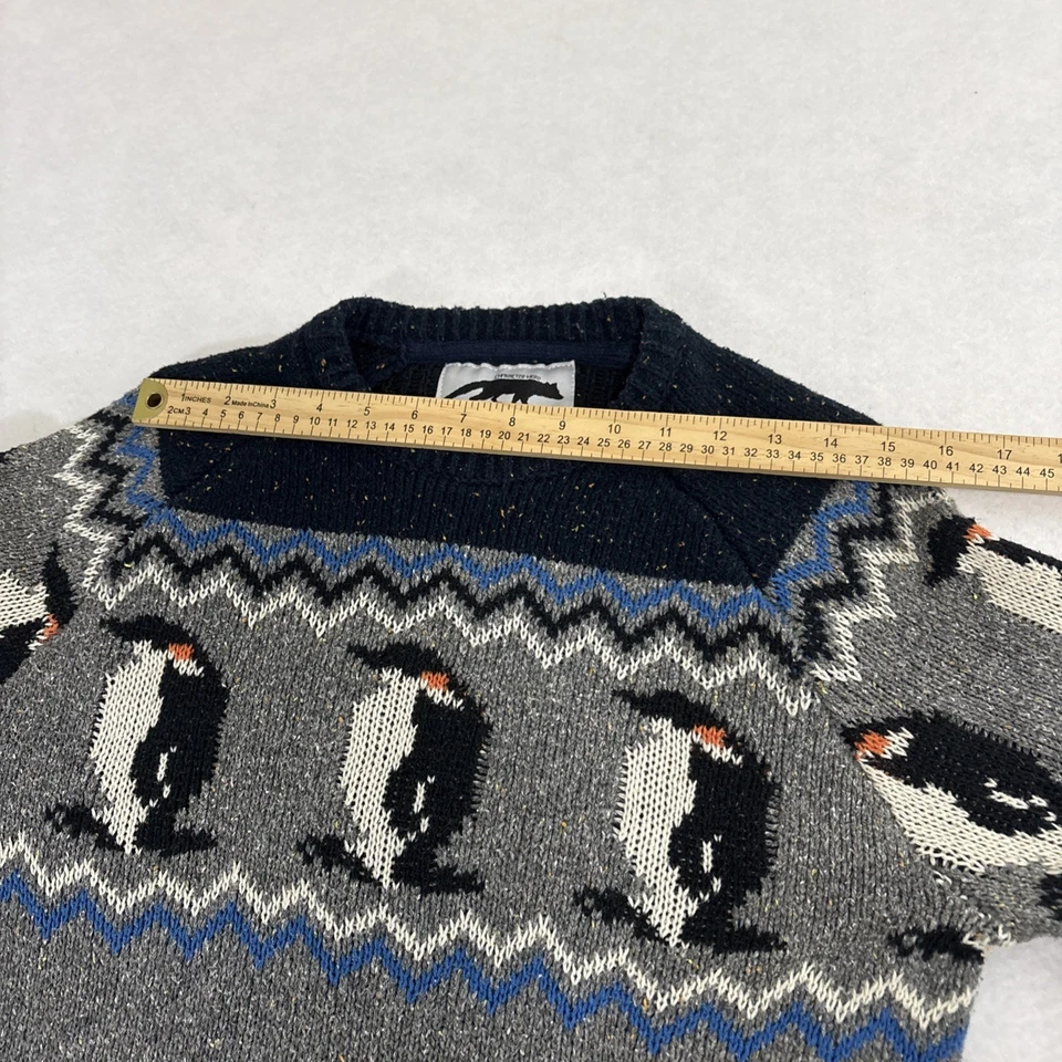 Urban Outfitters Character Hero Penguin Knit Gray Cotton Blend Sweater Sz S - Image 4 of 4