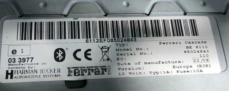 Ferrari Cascade BE6112 Radio Navigationssystem Bluetooth aus einem F430 Bj. 2009 - Bild 2 von 4