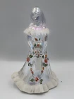Fenton Bridesmaid Figurine Clear Opalescent with Pink Roses on  Dress