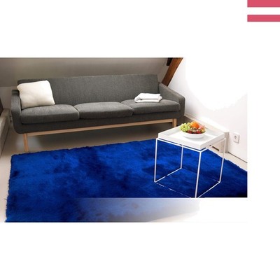 Luxuriöser, Fleckresistenter Shaggy Teppich in Blau   Handgearbeitet 10 cm