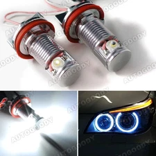 2x White High Power BMW Angel Eyes LED Lights Ring Marker H8