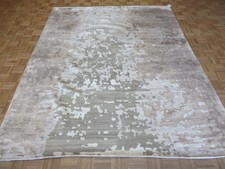 8 X 10 Hand Knotted Brown & Gray Modern Tibetan Oriental Rug With Silk G4148