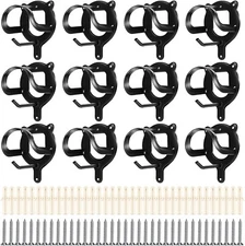 12 Pack Horse Bridle Rack Metal Hooks with Screws & Tubes, Black Bridle Holders