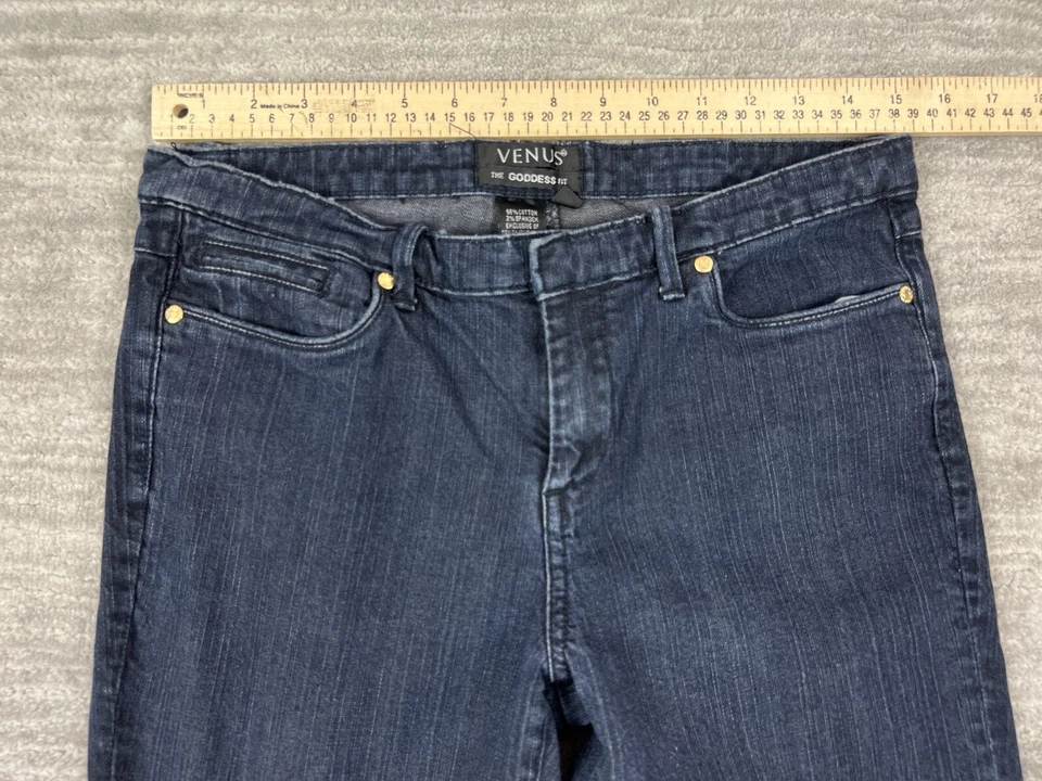 Jeans Venus Feminino 8 Azul Denim The Goddess Fit Elástico Zíper Parte Traseira Perna Magra - Imagem 4 de 4