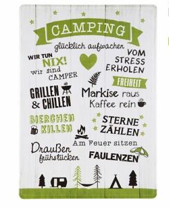 Metall Schild Camping 42 x 30 cm Sprüche Geschenk Garten Dekoration Urlaub