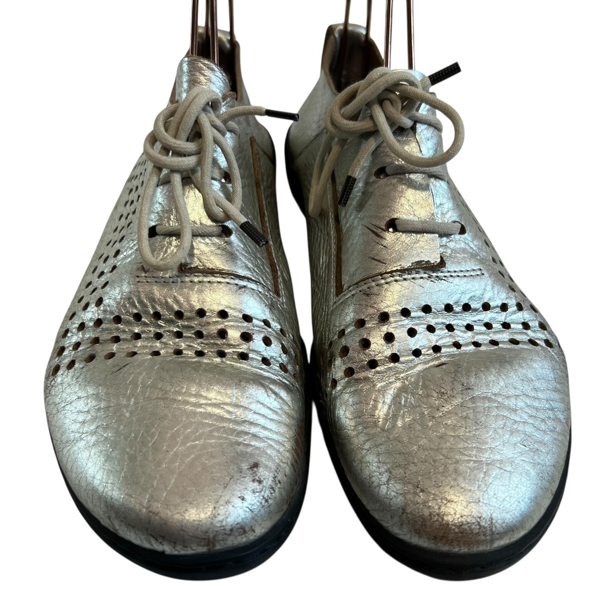 Trippen shoes silver pebbled leather EU 36 US womens 6 lace
