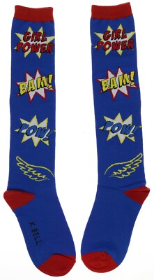 K. Bell Women's Knee High Socks Girl Power Super Hero Team Socks 60% Cotton