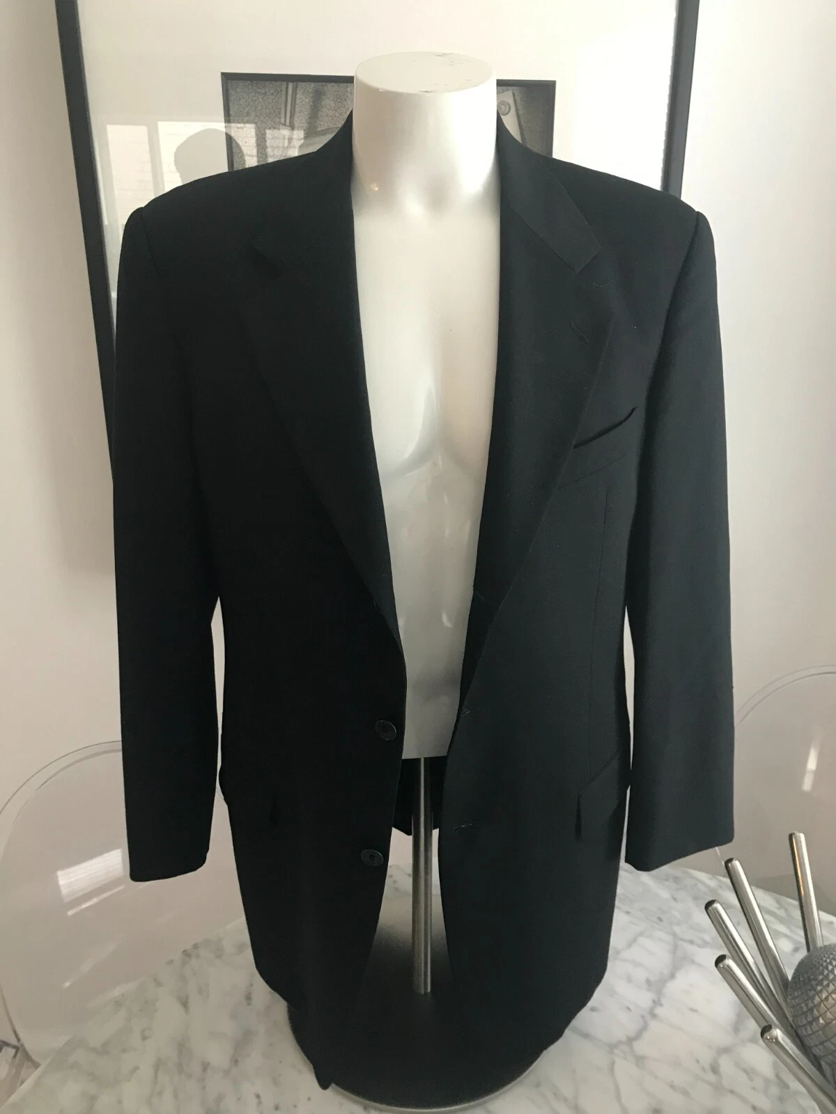 Cappotto Blazer Uomo Recente Valentino Uomo 100% Lana Nero 3 Bottoni 42L ITALIA