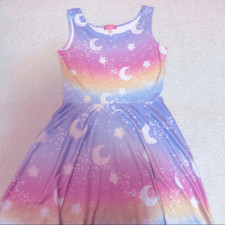 Holley Tea Time Rainbow Sunset Pastel Harajuku Skater Dress