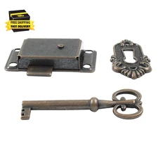2Pcs Antique Cabinet Lock Vintage Lock,Curio Furniture Cabinet Lock and Key,Non-