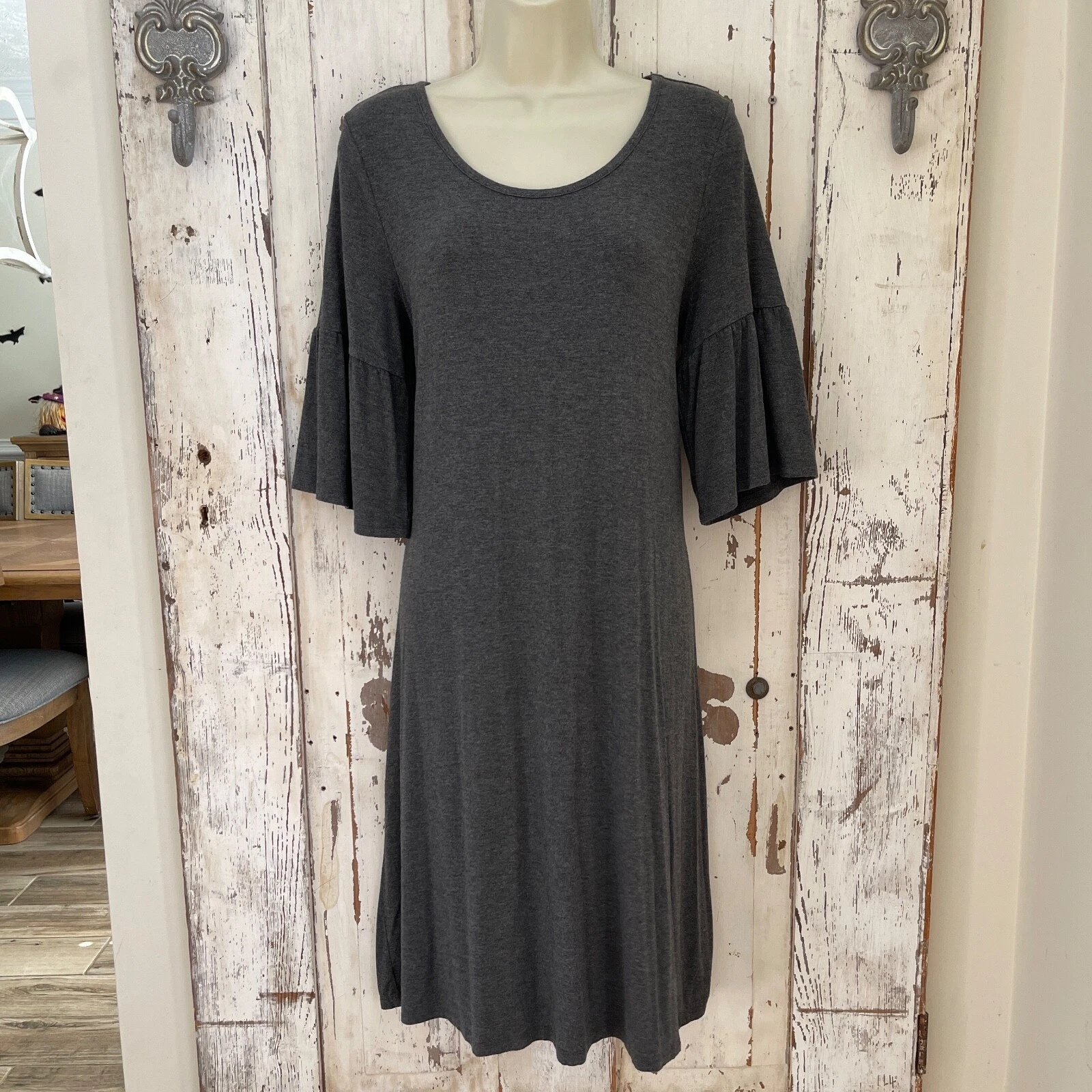 VETEMENTS Matilda Jane taglia Abito comodo donna piccolo grigio manica a campana oversize in maglia a cambio
